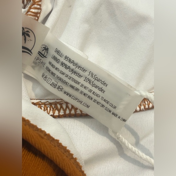 Cupshe One Piece Burnt Orange Open Back Swim Swimsuit w/ Ruffles Sz Large - Picture 12 of 16